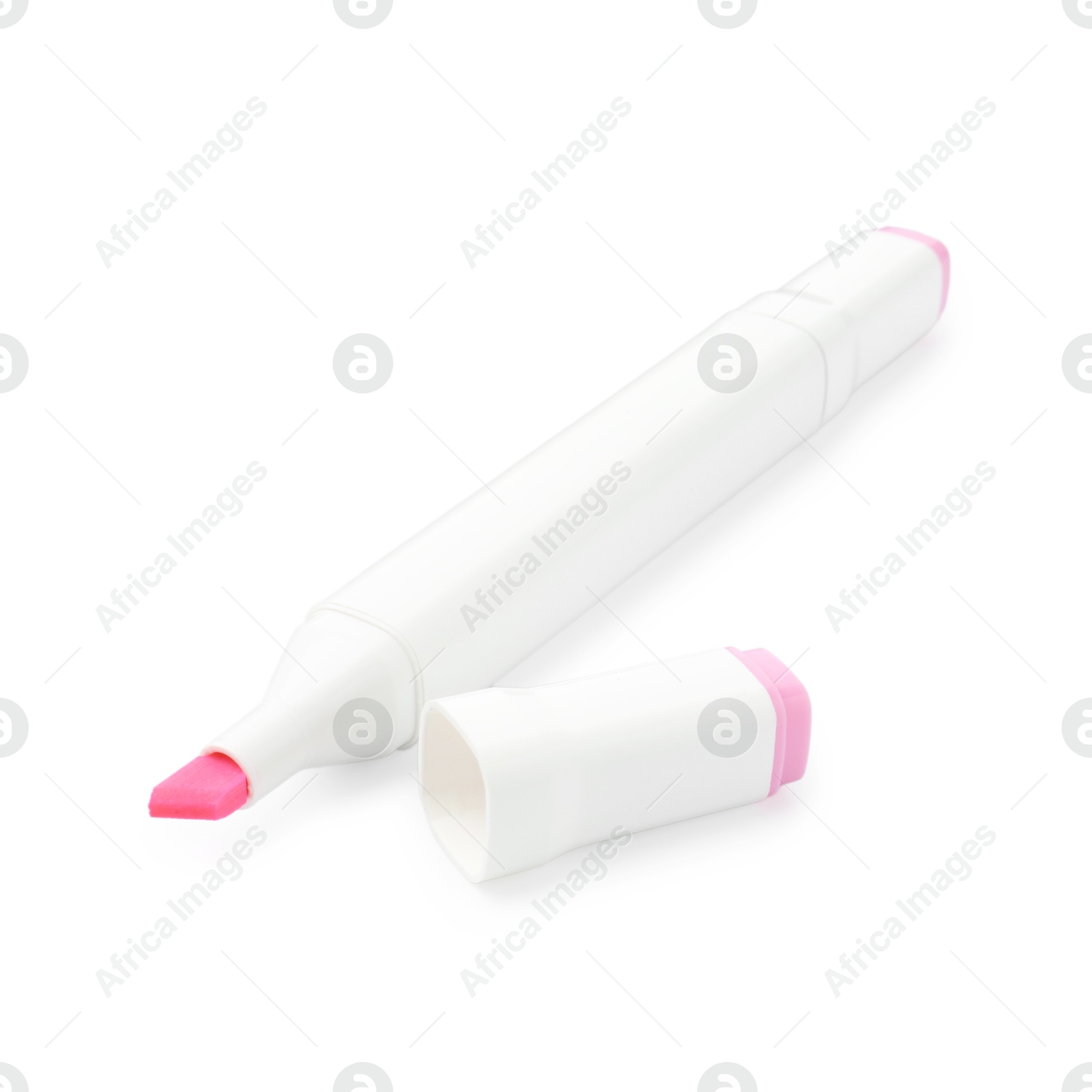 Photo of One double-sided marker pen on white background