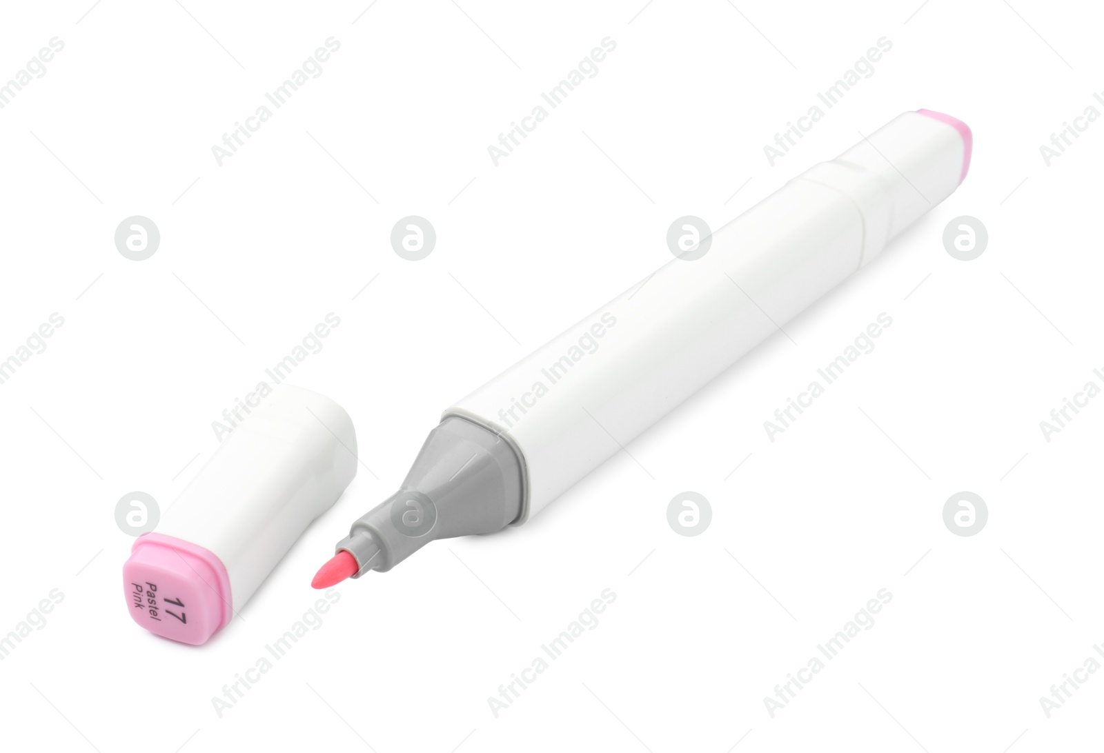 Photo of One double-sided marker pen on white background