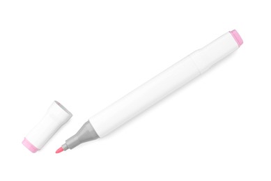 One double-sided marker pen on white background, top view