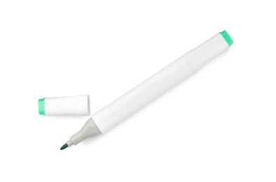 One double-sided marker pen on white background, top view