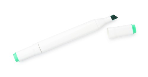 One double-sided marker pen on white background, top view