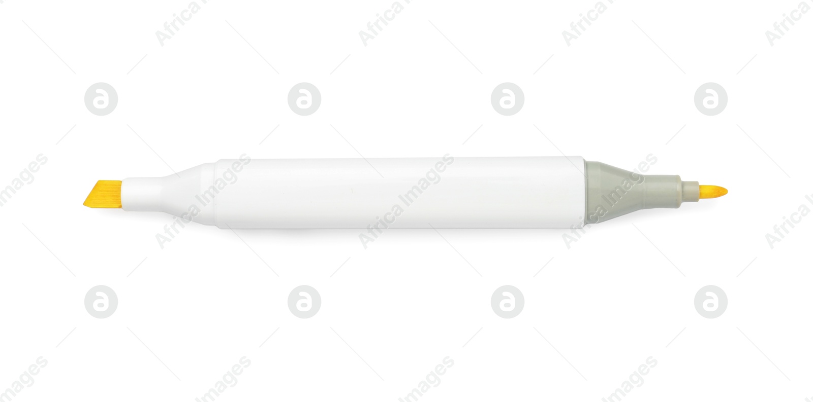 Photo of One double-sided marker pen on white background, top view