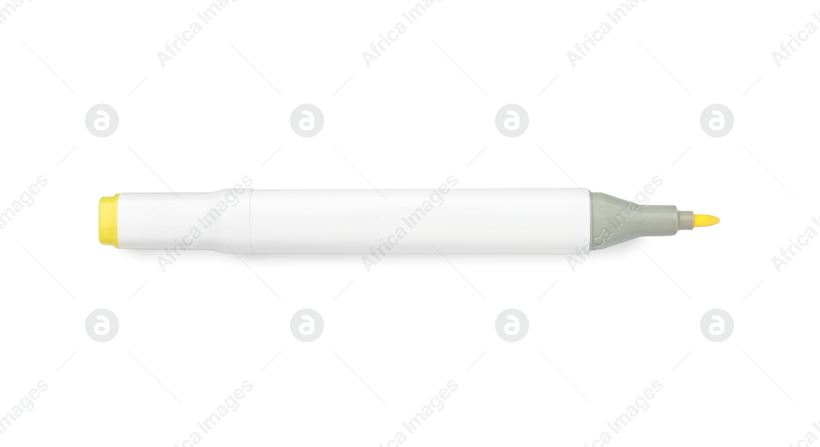 Photo of One double-sided marker pen on white background, top view