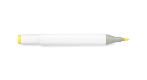 Photo of One double-sided marker pen on white background, top view