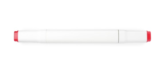 One double-sided marker pen on white background, top view