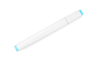 One double-sided marker pen on white background, top view