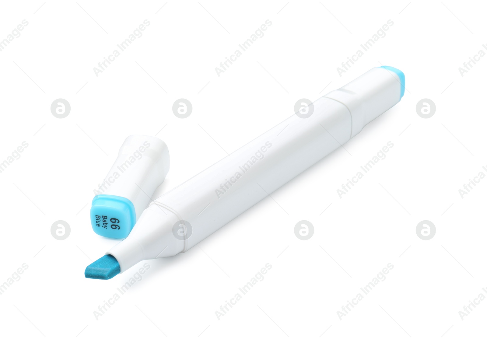 Photo of One double-sided marker pen on white background