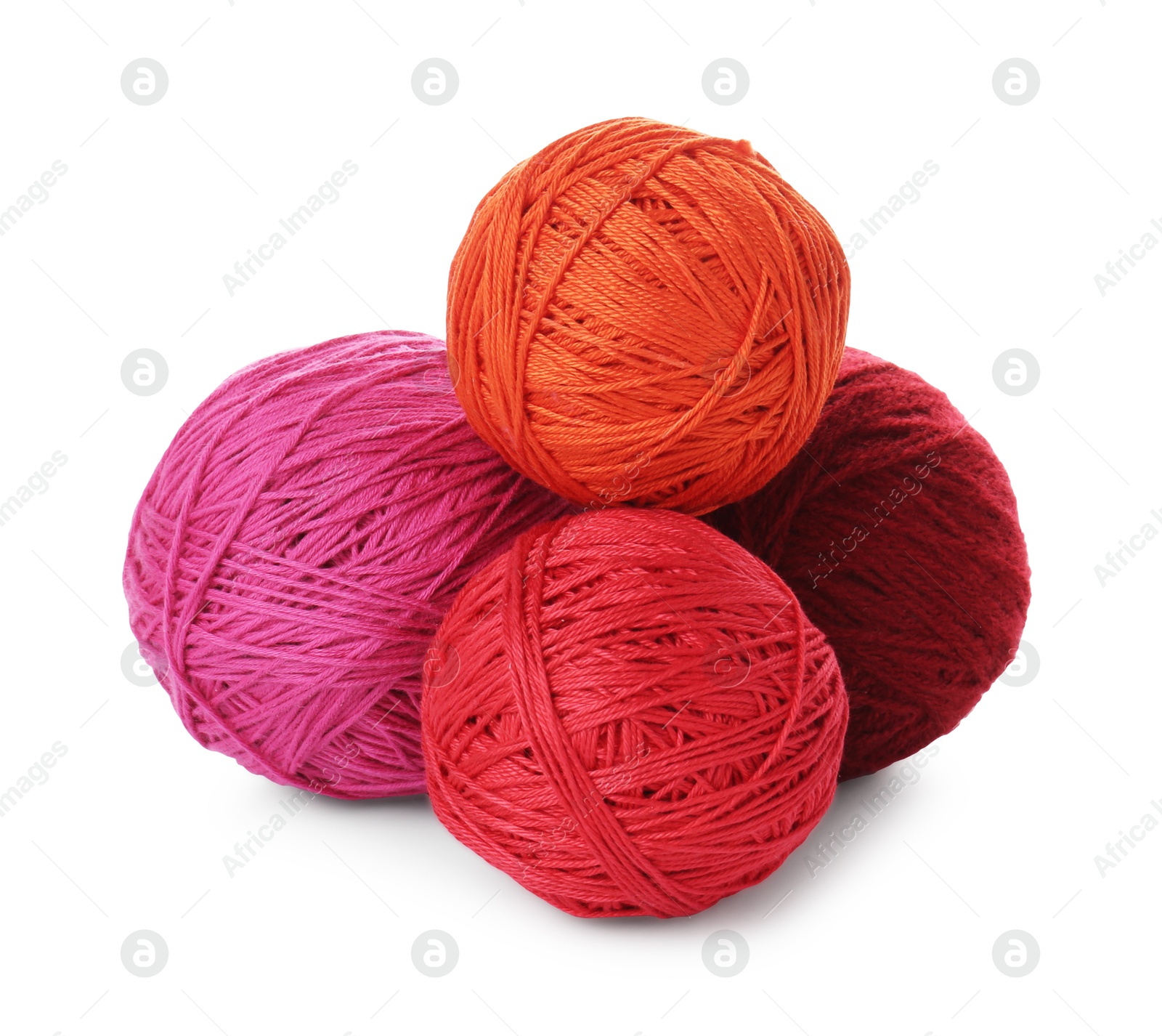 Photo of Balls of colorful yarns isolated on white