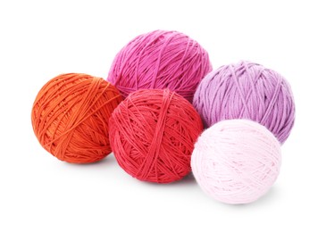 Balls of colorful yarns isolated on white