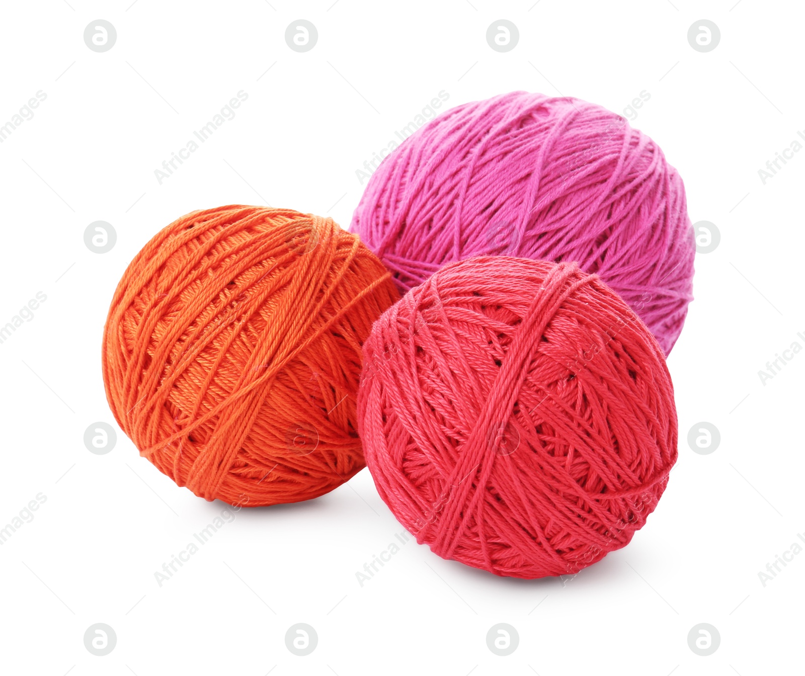 Photo of Balls of colorful yarns isolated on white