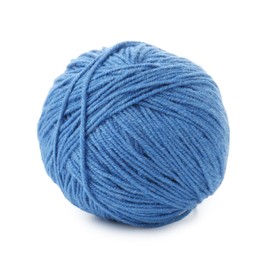 Ball of blue yarn isolated on white