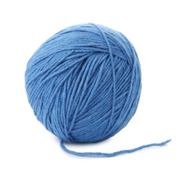 Ball of blue yarn isolated on white