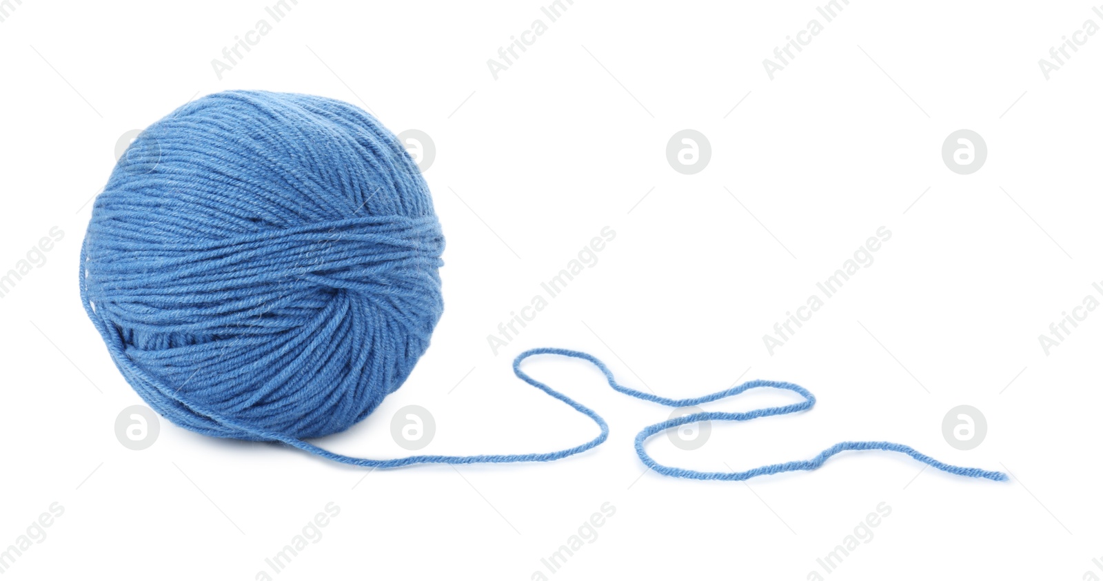 Photo of Ball of blue yarn isolated on white