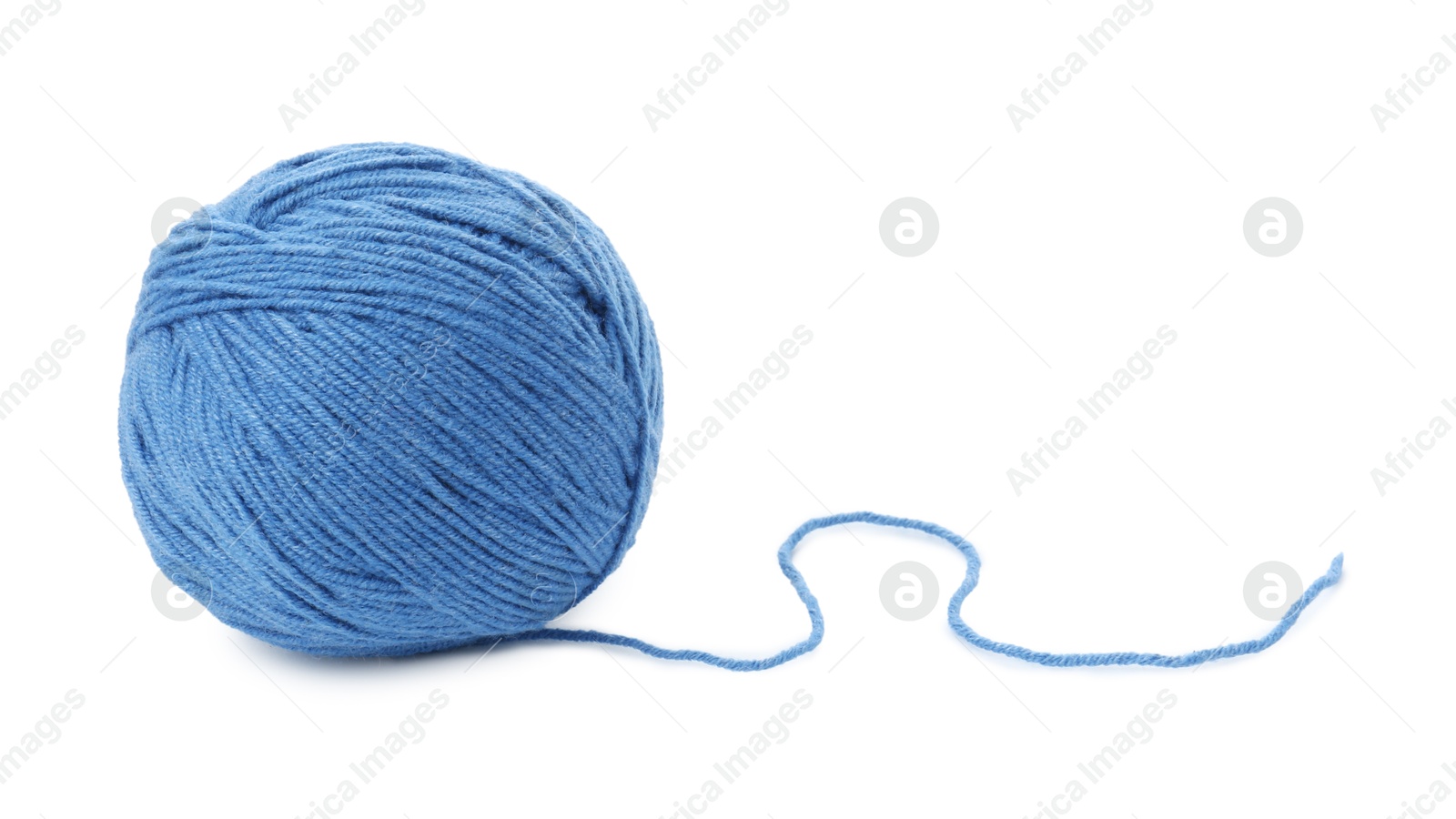 Photo of Ball of blue yarn isolated on white