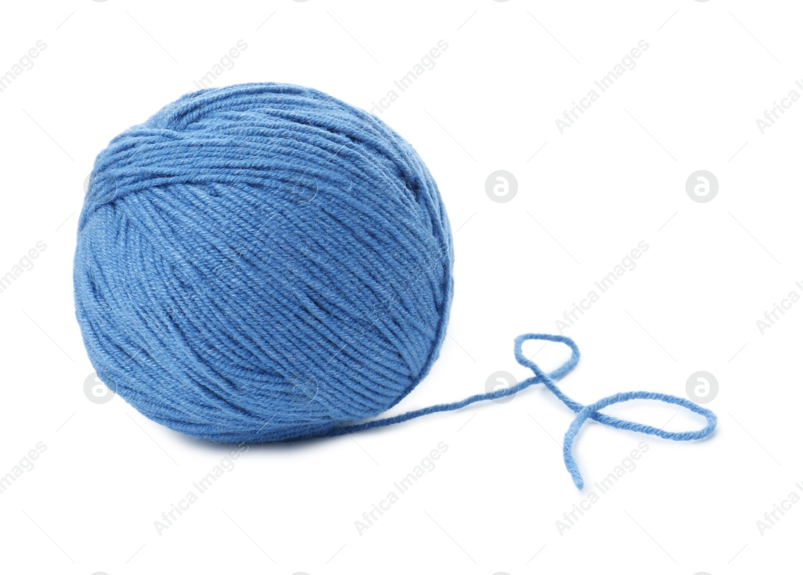 Photo of Ball of blue yarn isolated on white