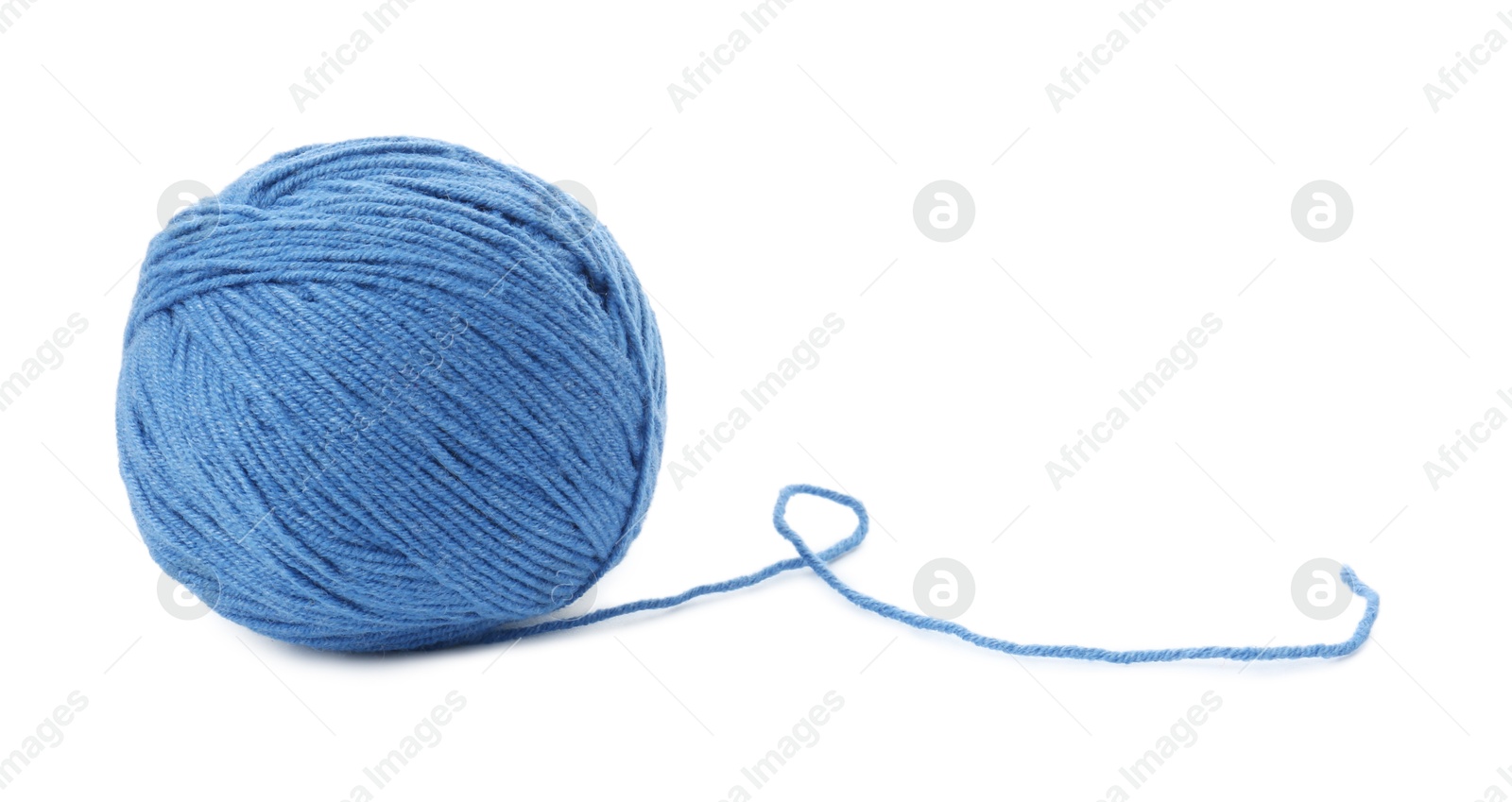 Photo of Ball of blue yarn isolated on white