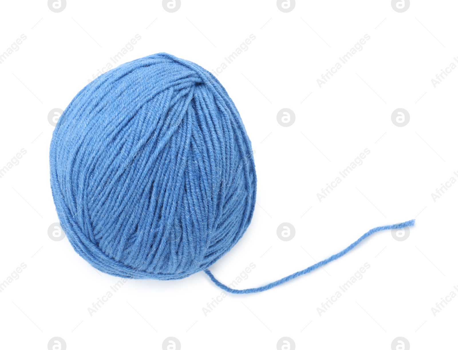 Photo of Ball of blue yarn isolated on white