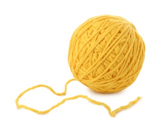 Ball of yellow yarn isolated on white