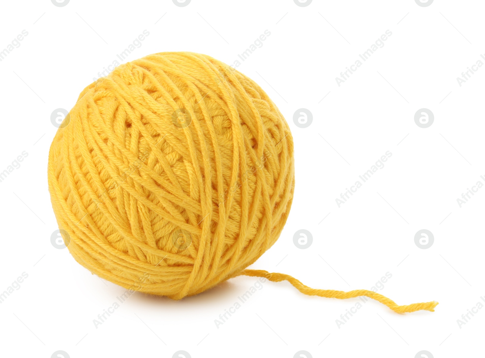 Photo of Ball of yellow yarn isolated on white