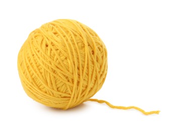 Ball of yellow yarn isolated on white