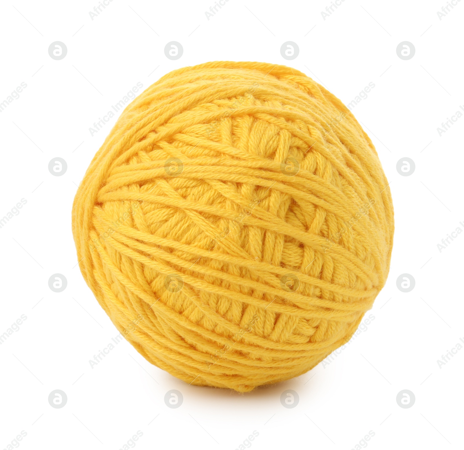 Photo of Ball of yellow yarn isolated on white