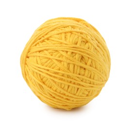 Ball of yellow yarn isolated on white