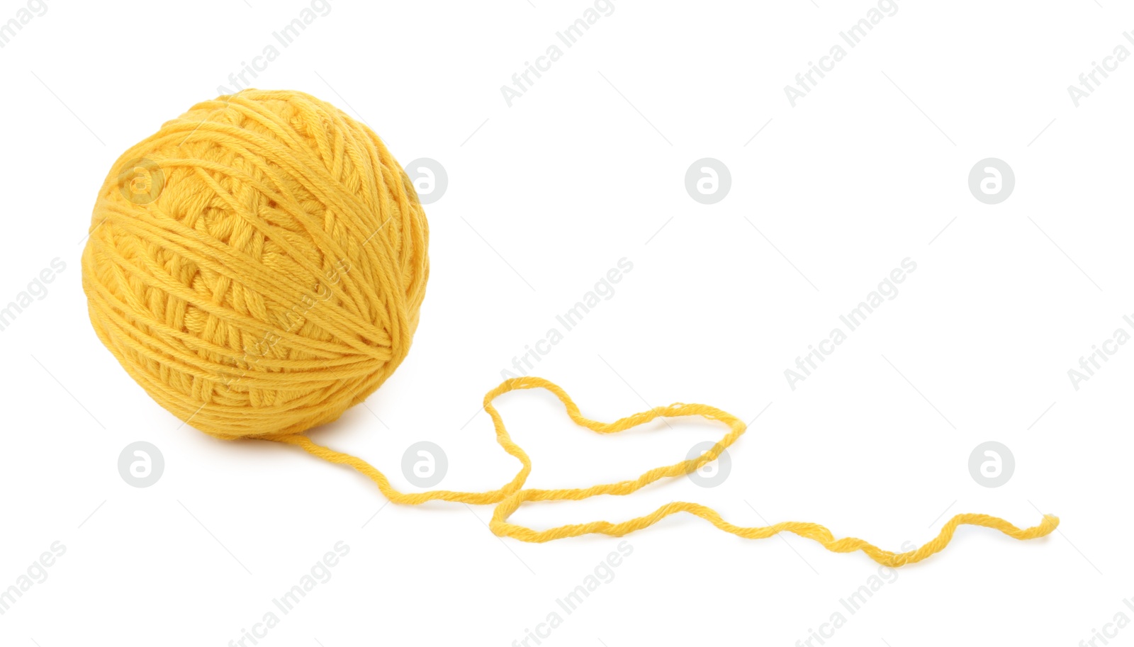 Photo of Ball of yellow yarn isolated on white