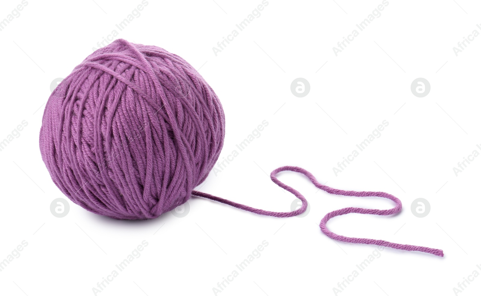 Photo of Ball of violet yarn isolated on white