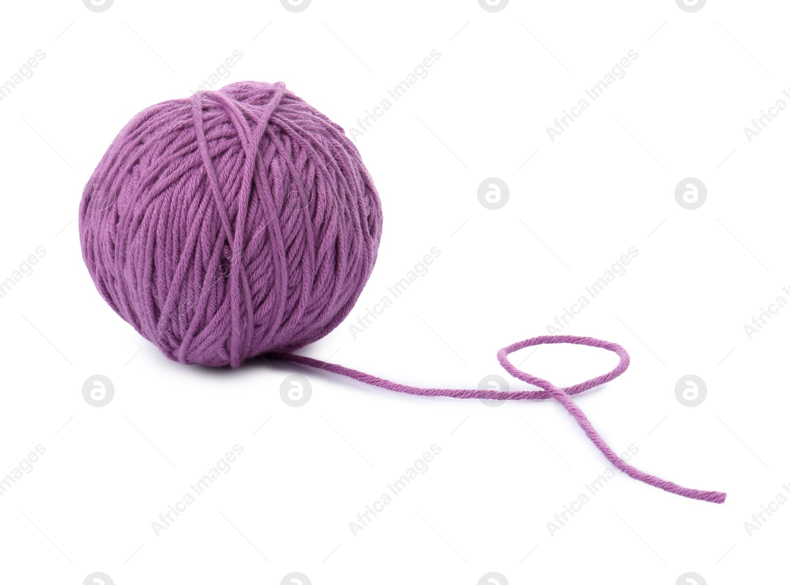 Photo of Ball of violet yarn isolated on white