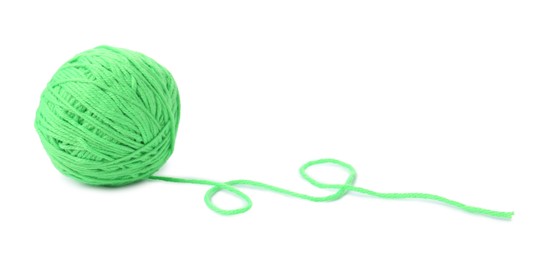 Photo of Ball of light green yarn isolated on white