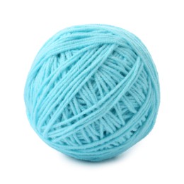 Photo of Ball of light blue yarn isolated on white