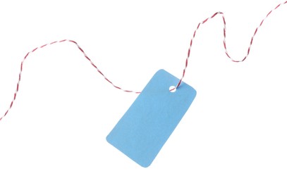 Photo of Blank tag with string isolated on white
