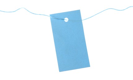 Photo of Blank tag with string isolated on white