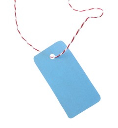 Photo of Blank tag with string isolated on white