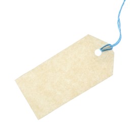 Photo of Blank tag with string isolated on white