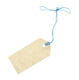 Photo of Blank tag with string isolated on white