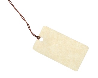 Photo of Blank tag with string isolated on white
