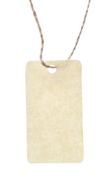 Photo of Blank tag with string isolated on white
