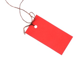 Photo of Blank tag with string isolated on white