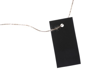 Photo of Blank tag with string isolated on white