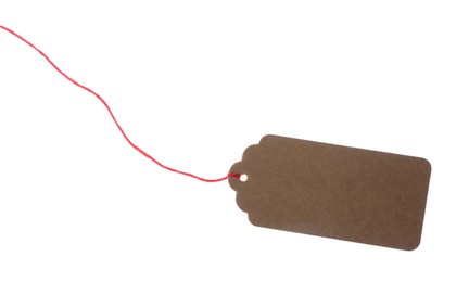 Photo of Blank tag with string isolated on white