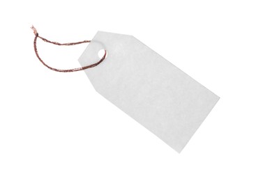 Photo of Blank tag with string isolated on white