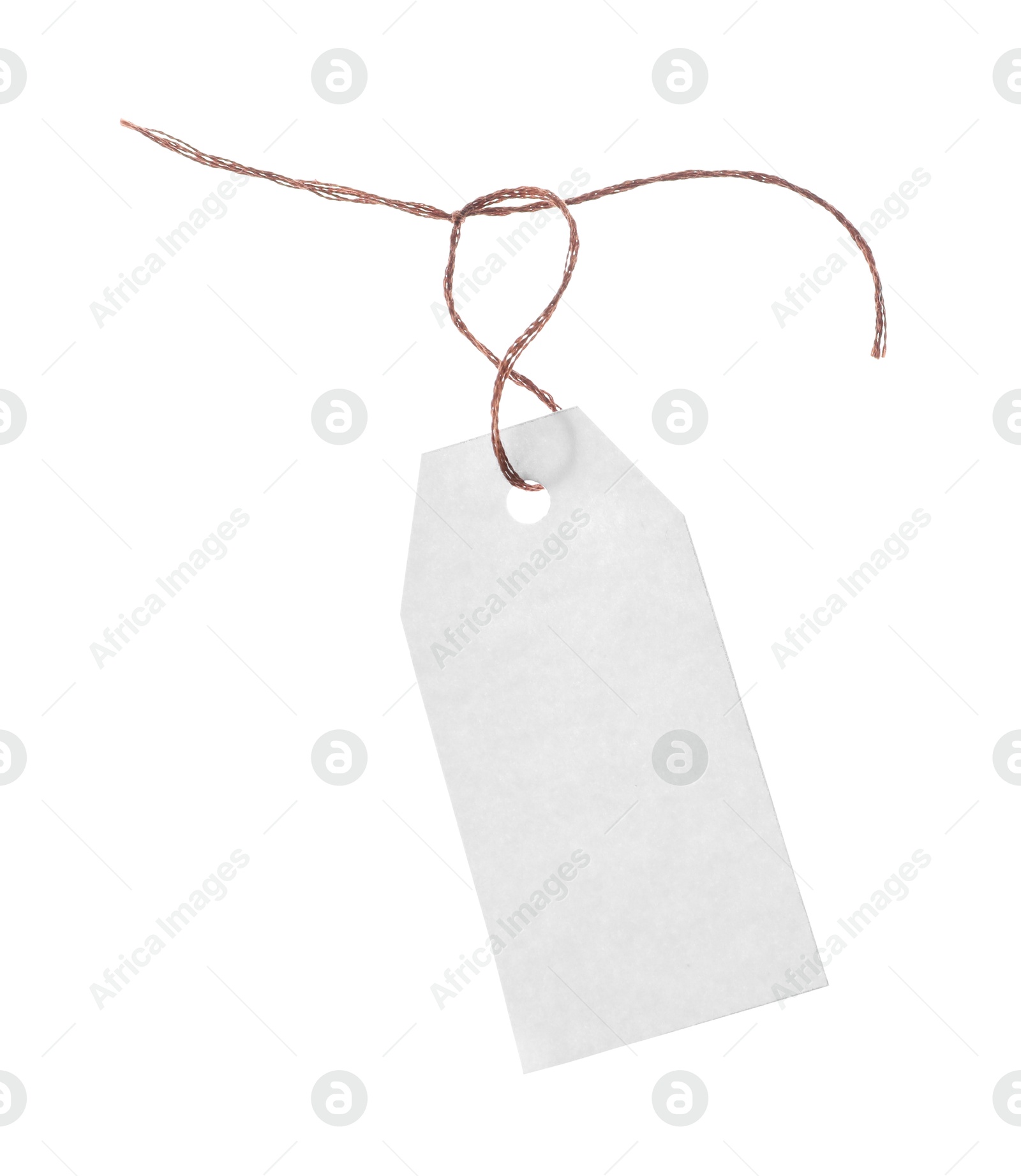 Blank tag with string isolated on white Photo of Blank tag with string isolated on white