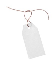 Photo of Blank tag with string isolated on white