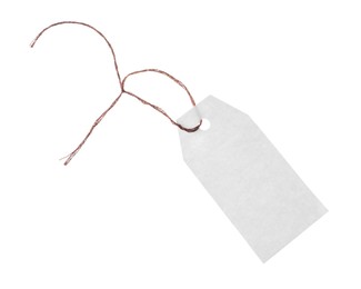 Photo of Blank tag with string isolated on white