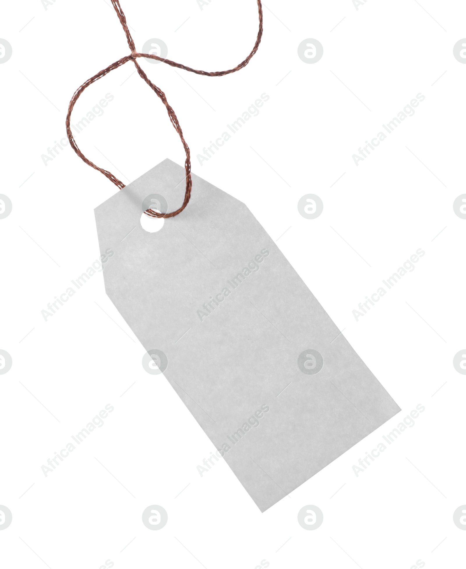 Blank tag with string isolated on white Photo of Blank tag with string isolated on white