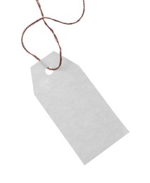Photo of Blank tag with string isolated on white