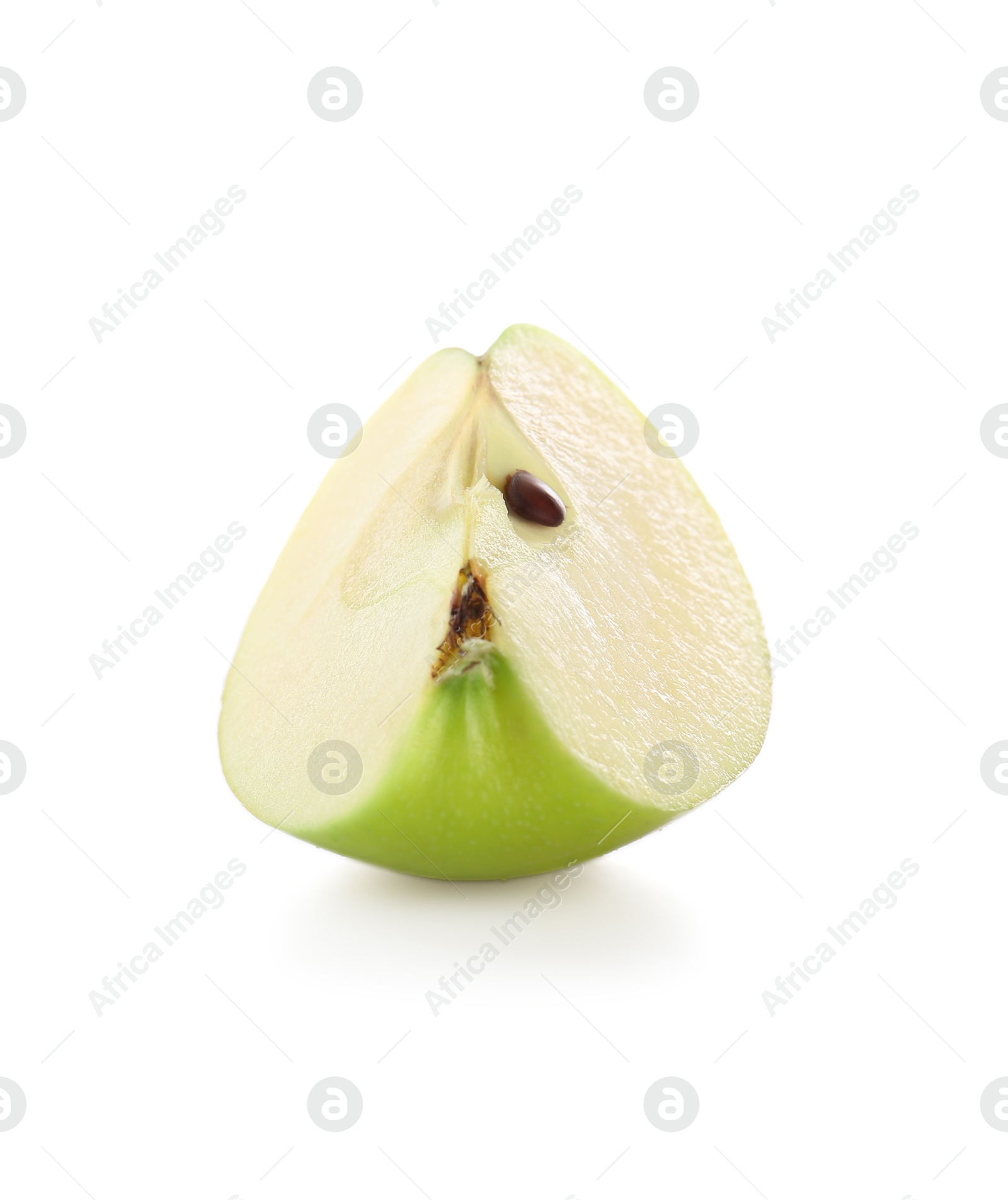 Piece of fresh juicy yellow apple isolated on white Photo of Piece of fresh juicy yellow apple isolated on white