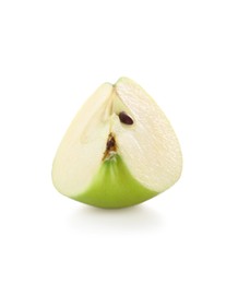 Photo of Piece of fresh juicy yellow apple isolated on white