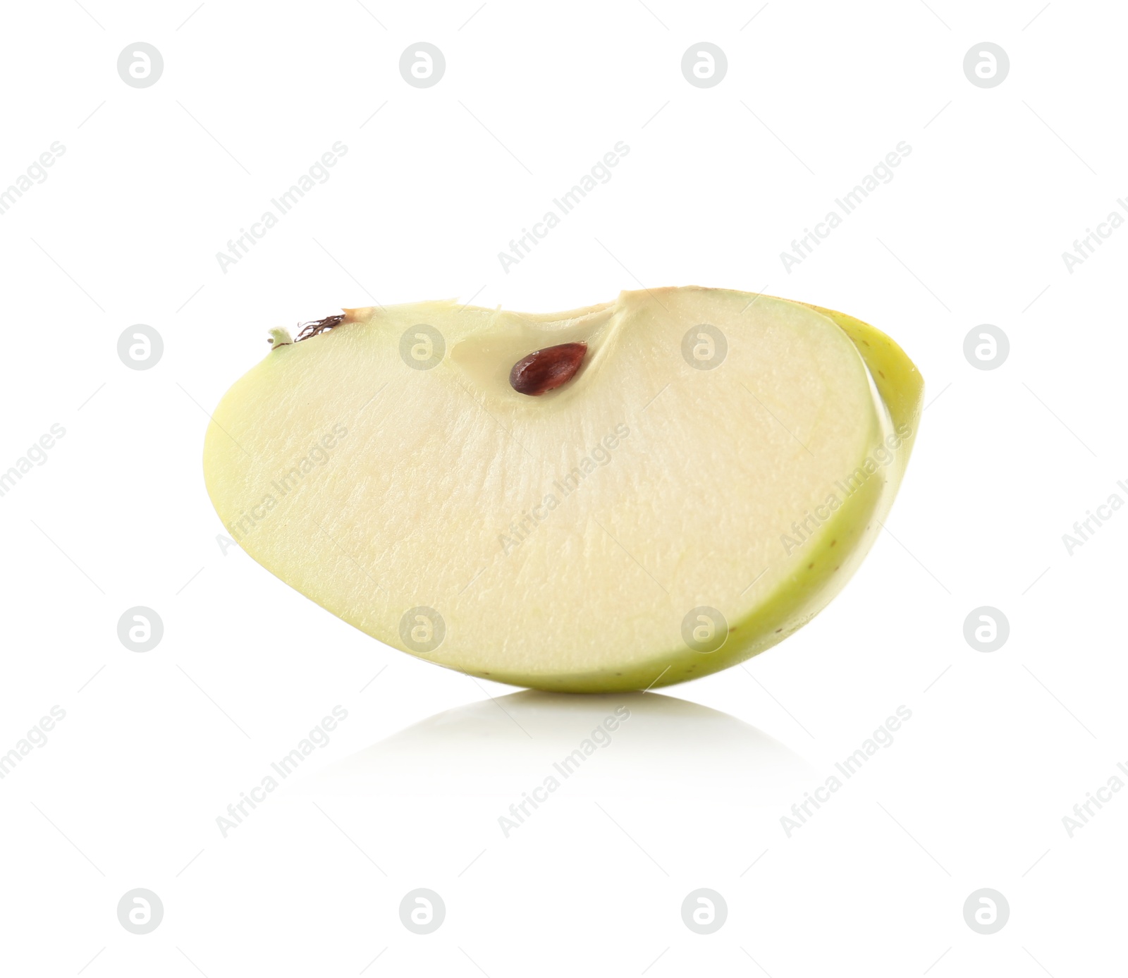 Piece of fresh juicy yellow apple isolated on white Photo of Piece of fresh juicy yellow apple isolated on white
